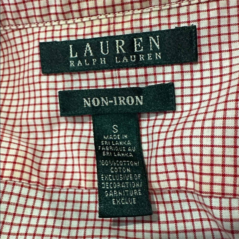 VTG Lauren Ralph Lauren Red Gingham Oxford Button Down Shirt Cotton Small Preppy - Picture 6 of 8